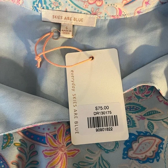 Skies are Blue Blue/Pink Paisley Print Dress - Small - NWT - Picture 12 of 13